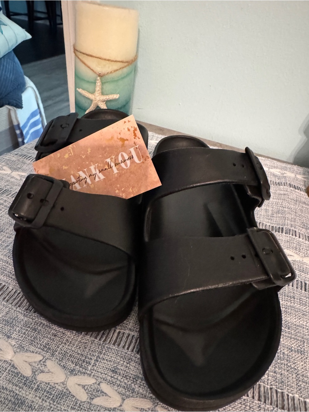 MIA Black Double-Buckle Slide Sandals
